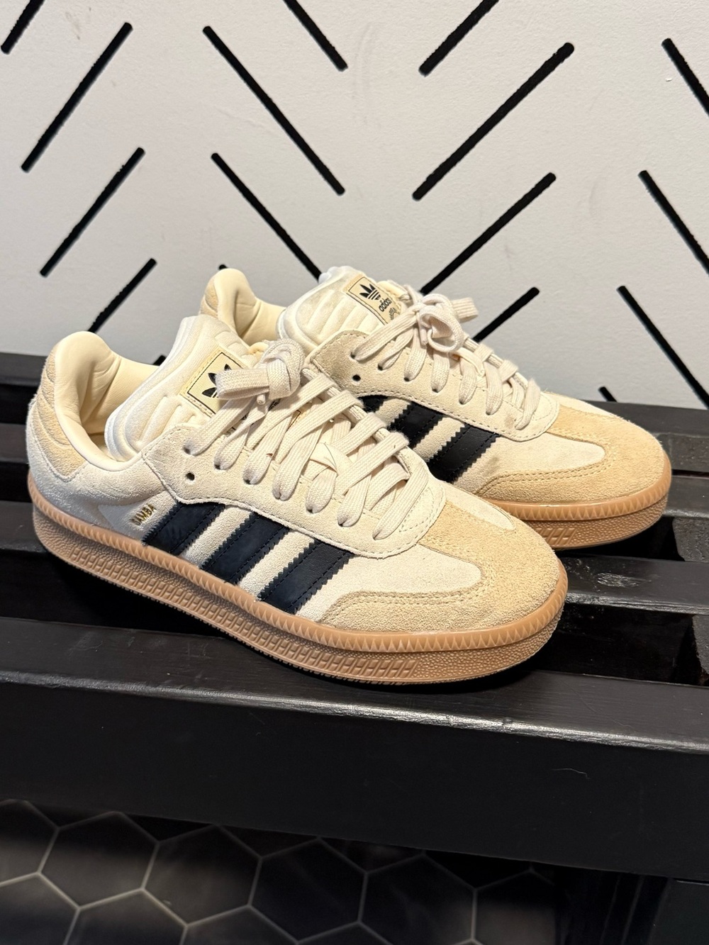 adidas Cream/Tan with Black Stripe Low-Top Sneakers